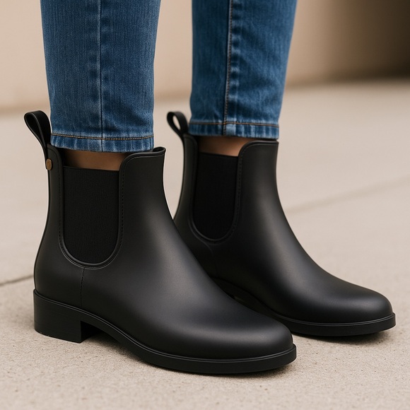 Sam Edelman Shoes - Sam Edelman Black Rubber Chelsea Rain‎ Boots Size 7 Waterproof Pull-On